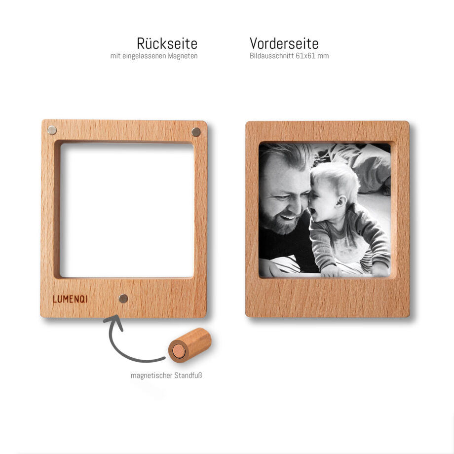 lumenqi-holz-design-bilderrahmen-instax mini-magnetrahmen aus holz-magnetrahmen-instax square-buche-standrahmen